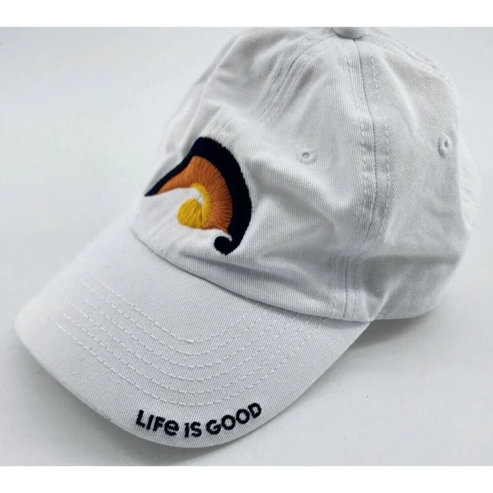 Life is Good White Sunset Waves Ocean‎ Hat Baseball Cap Strapback Youth Small